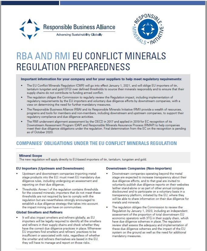 RMI-RBA EU Conflict Minerals Regulation Preparedness