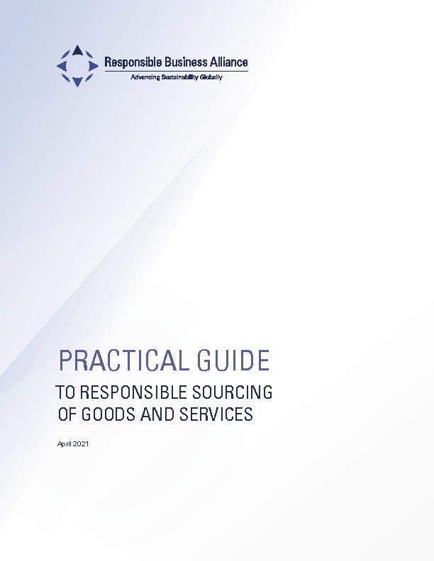 RBA Practical Guide to Responsible Sourcing of Goods and Services
